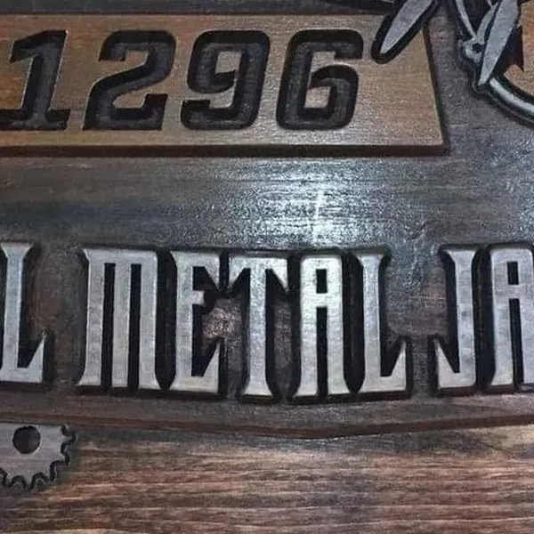 Detail of a layered team plaque